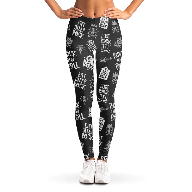 Rock And Roll Music Pattern Print Women's Leggings