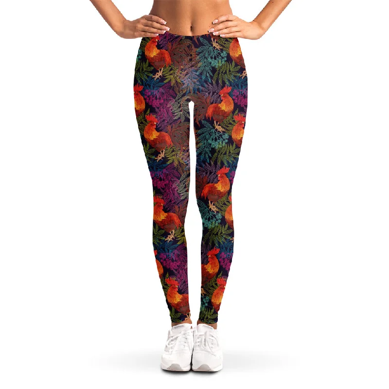 Rooster And Rowan Pattern Print Women's Leggings