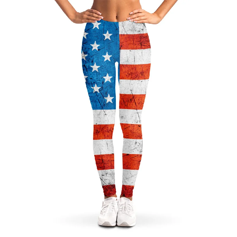 Rough USA Flag Print Women's Leggings