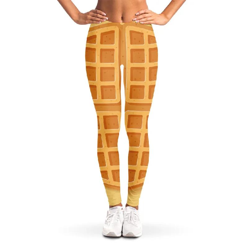 Round Waffle Print Women's Leggings