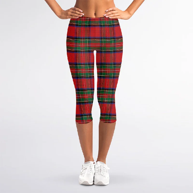 Royal Stewart Tartan Pattern Print Women's Capri Leggings