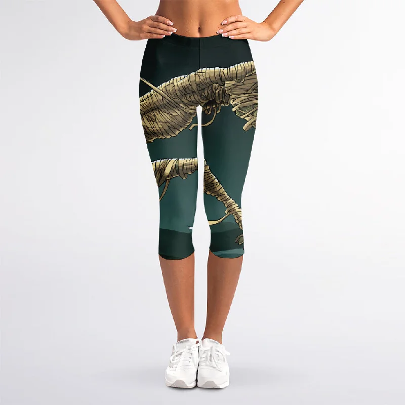 Running Mummy Print Women's Capri Leggings