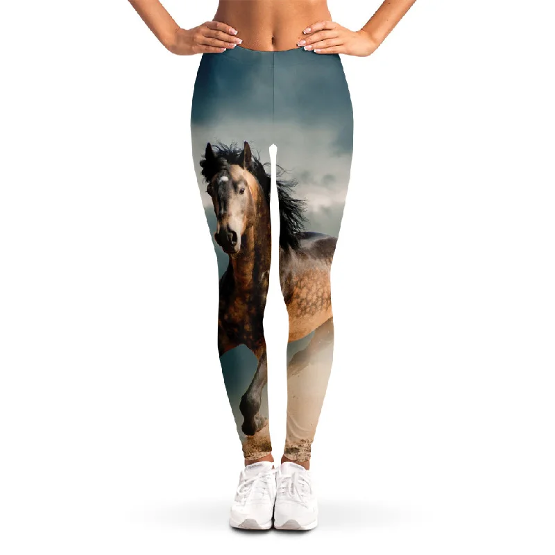 Running Wild Stallion Horse Print Women's Leggings