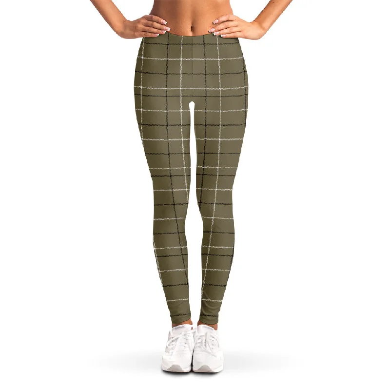 Sage Green Tattersall Pattern Print Women's Leggings