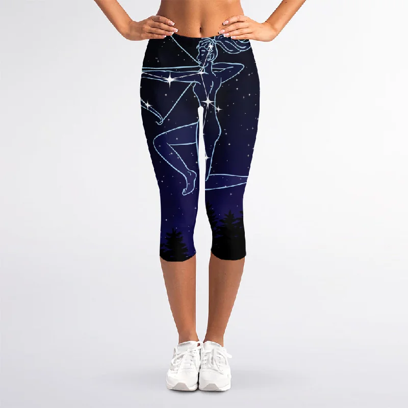 Sagittarius Constellation Print Women's Capri Leggings