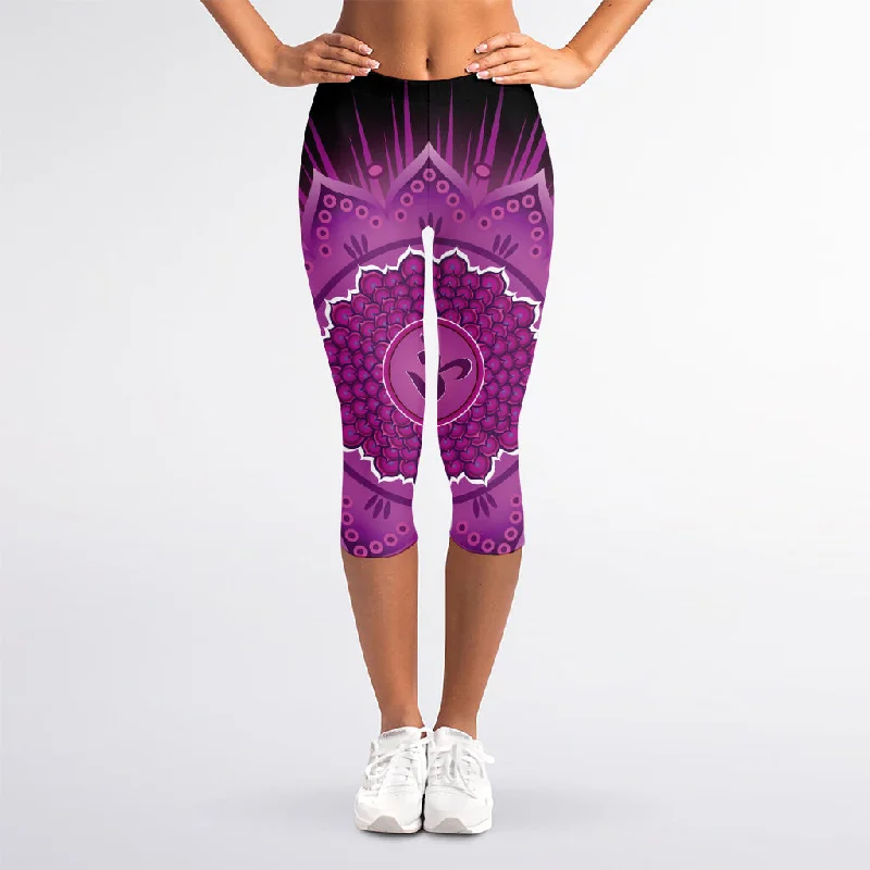 Sahasrara Chakra Mandala Print Women's Capri Leggings