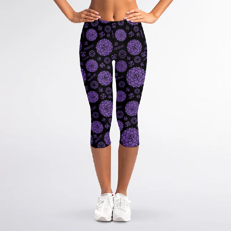 Sahasrara Chakra Pattern Print Women's Capri Leggings