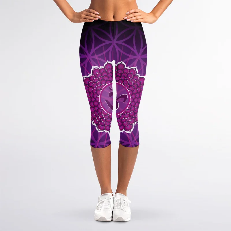 Sahasrara Chakra Spiritual Print Women's Capri Leggings