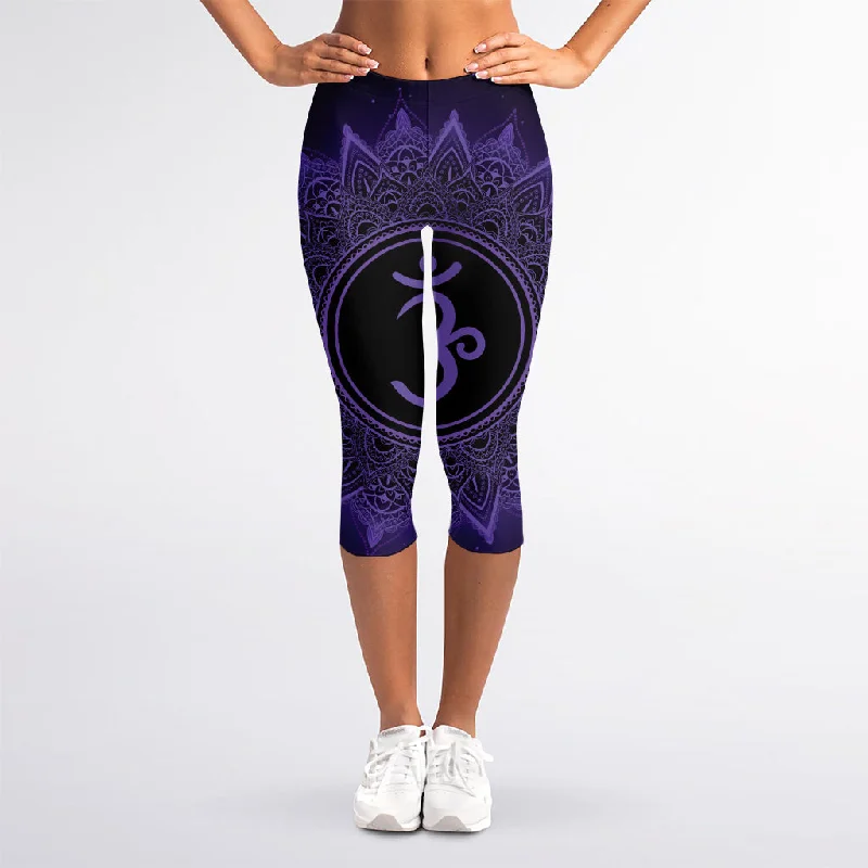 Sahasrara Chakra Symbol Print Women's Capri Leggings