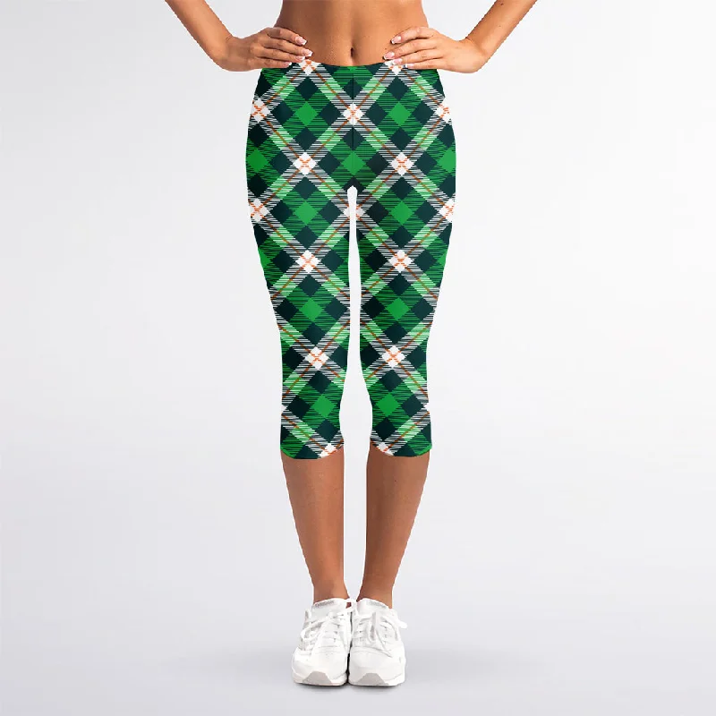 Saint Patrick's Day Irish Tartan Print Women's Capri Leggings