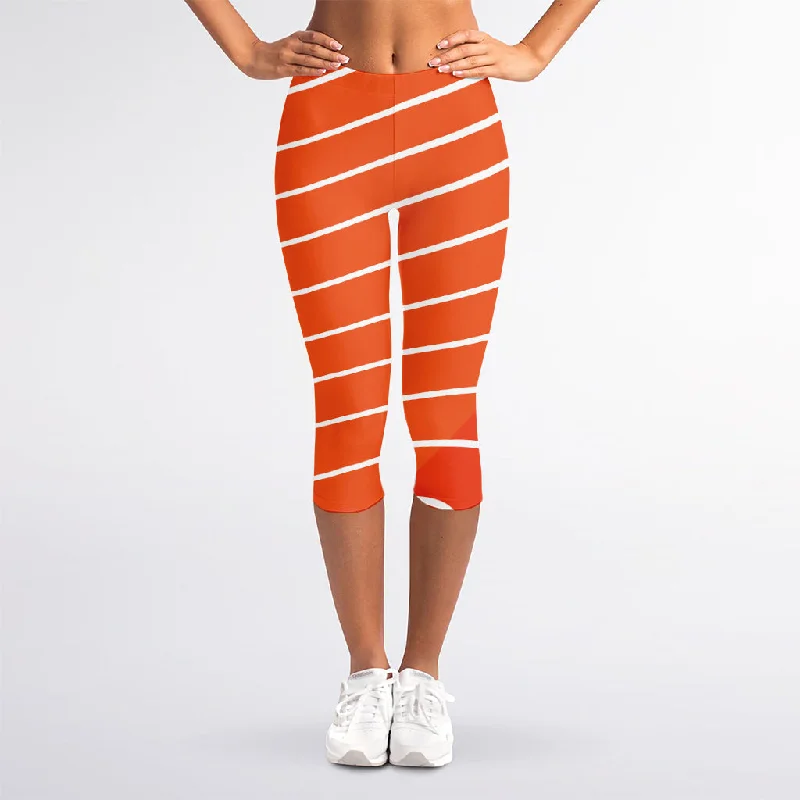 Salmon Print Women's Capri Leggings