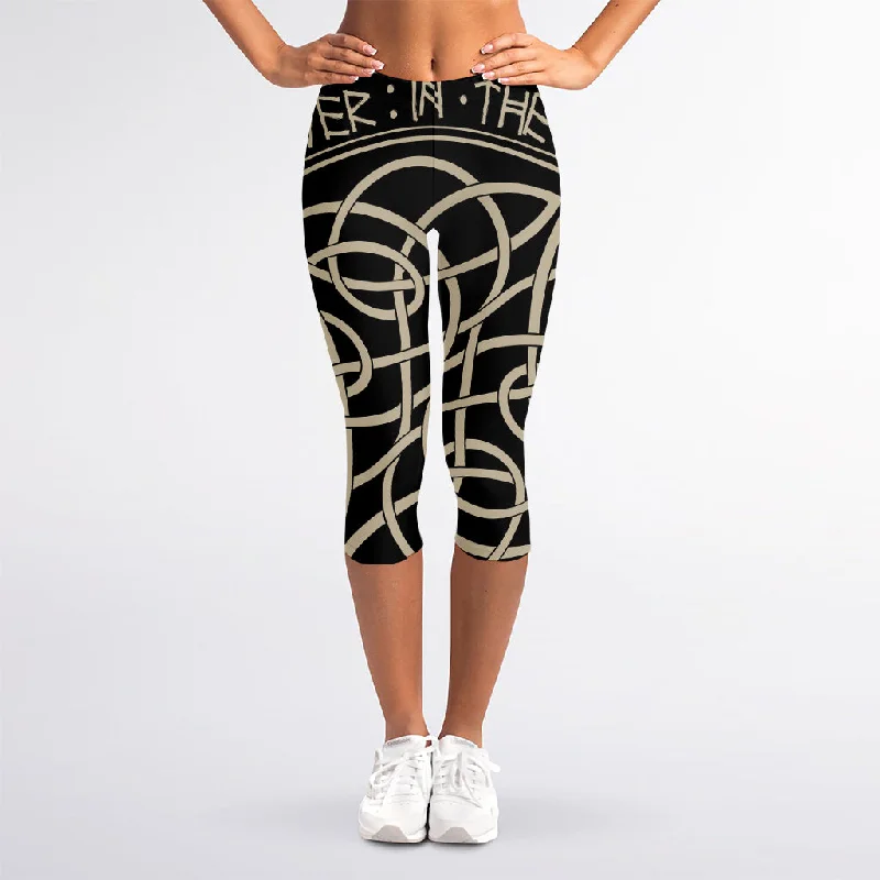 Scandinavian Viking Symbol Print Women's Capri Leggings