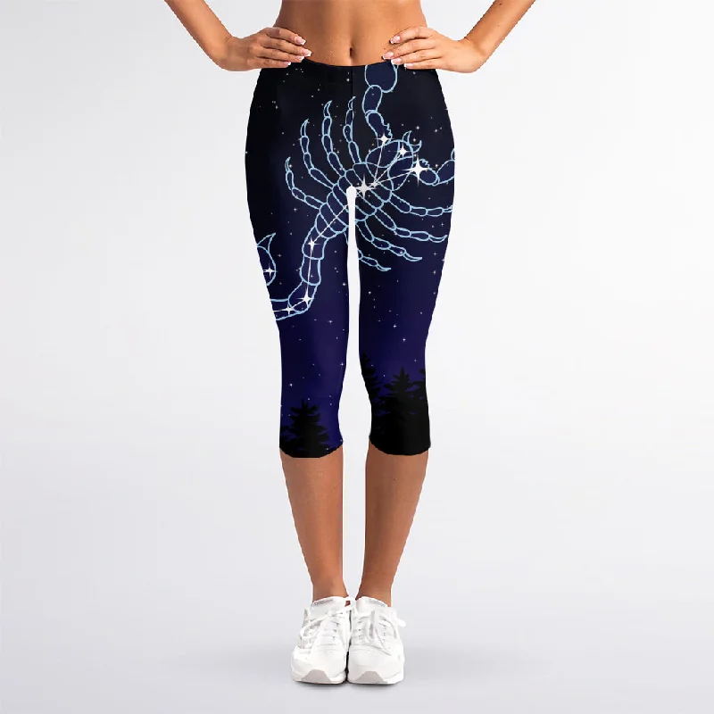 Scorpio Constellation Print Women's Capri Leggings