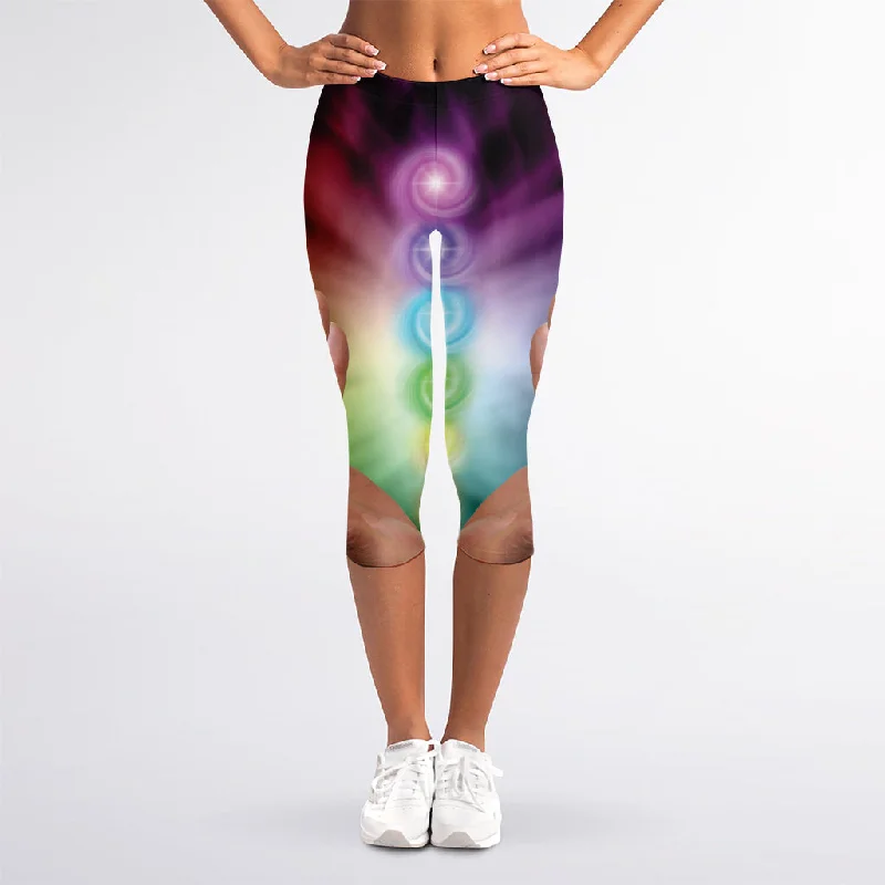 Seven Chakras Energy Print Women's Capri Leggings