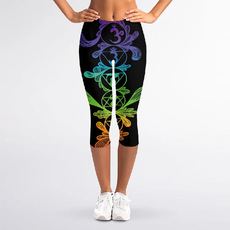 Seven Spiritual Chakras Print Women's Capri Leggings