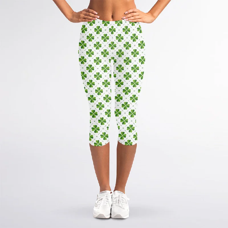 Shamrock Saint Patrick's Day Print Women's Capri Leggings