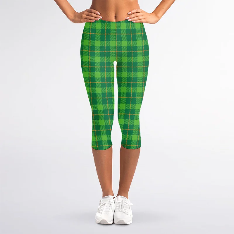 Shamrock Tartan St. Patrick's Day Print Women's Capri Leggings