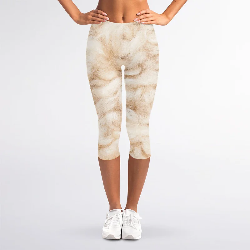 Sheepskin Print Women's Capri Leggings