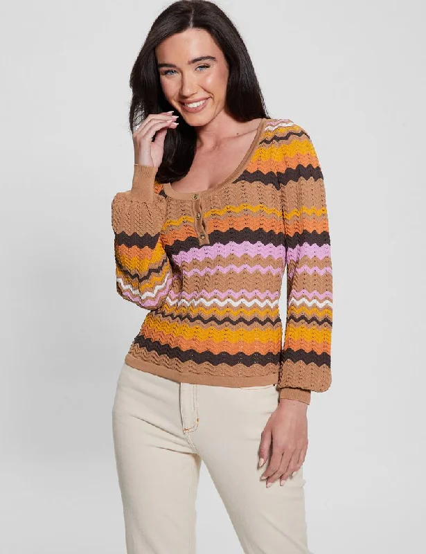 VIRGINIA CHEVRON HENLEY SWEATER