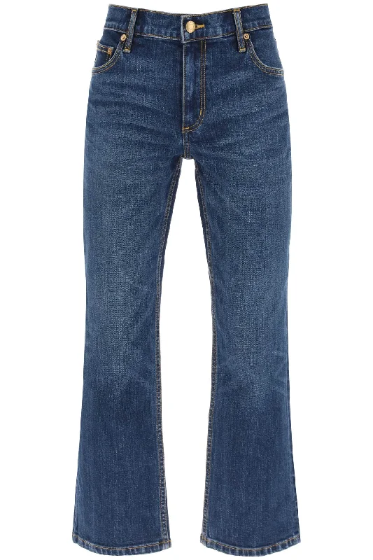 Cropped Flared Jeans  - Blue