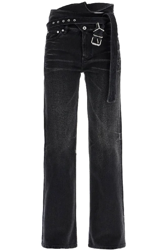 Bootcut Jeans With Criss-cross  - Black