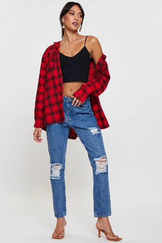 Blue Boyfriend Denim Jeans High Rise