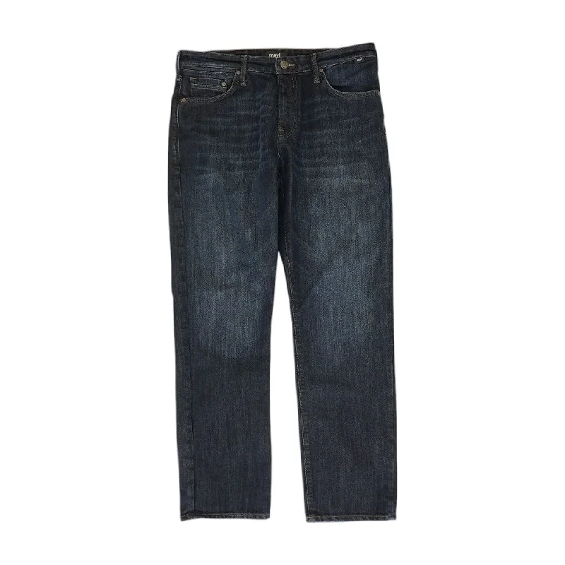 Blue Solid Relaxed Straight Jeans