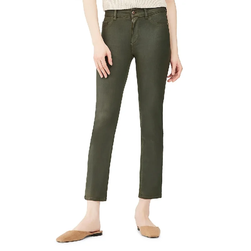 DL1961 Womens Mid-Rise Coated Straight Leg Jeans