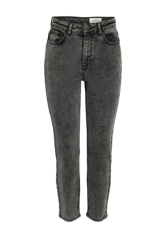 Noisy May Moni Straight Leg Acid Wash Jeans, Dark Grey