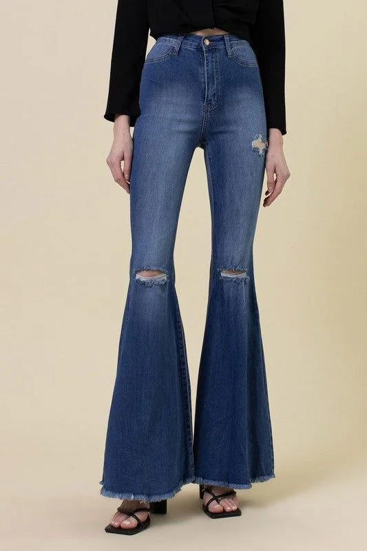 Vibrant MIU High Rise Flare Medium Stone Jeans